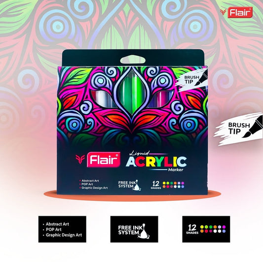 Flair Liquid Acrylic Marker -12 Shades
