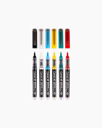 Camel Acrylic Brush Markers (Set of 6)