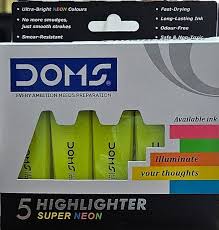 Doms HIGHLIGHTER Yellow (Pack of 5)