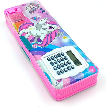 Pencil Box featuring a Built-In Calculator on Top