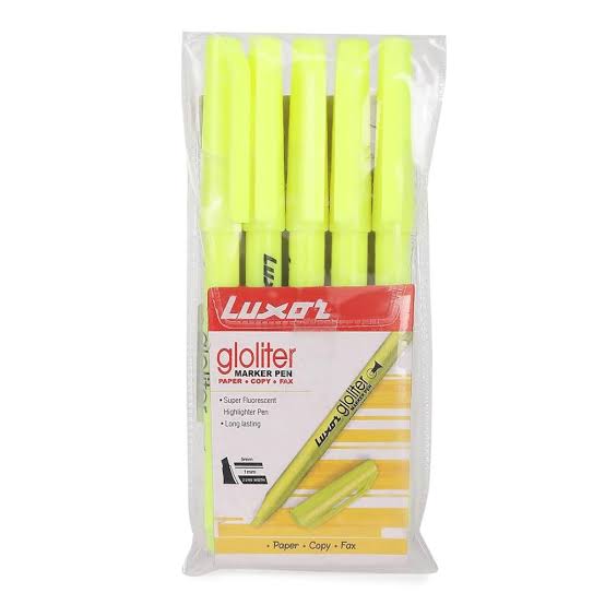 Luxor Gloliter Highlighter Pen - Yellow (Set of 5)