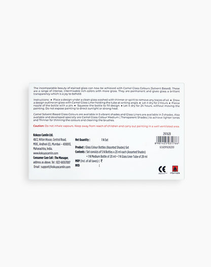 Camel Solvent Based Glass Colour 5ml (6 Shades)