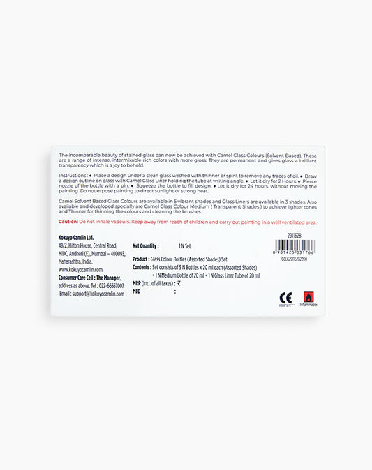 Camel Solvent Based Glass Colour 5ml (6 Shades)