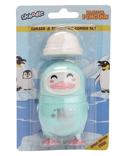 Skoodle Playful Penguin Eraser & Sharpener Combo Set