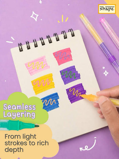 Shape Layering  Assorted Pen - 12 Shades