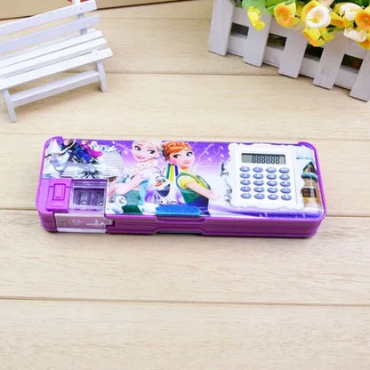Pencil Box featuring a Built-In Calculator on Top