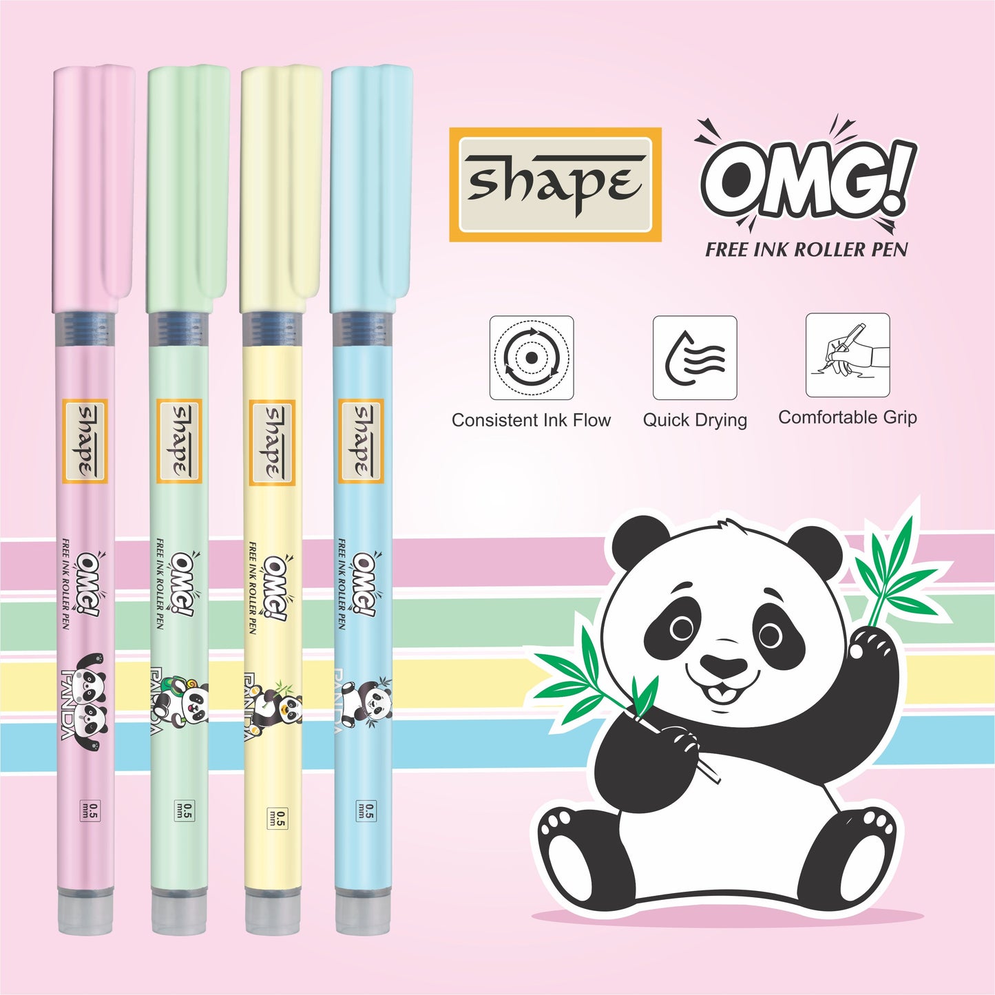 Shape OMG PANDA Roller Pen (Pack of 10)